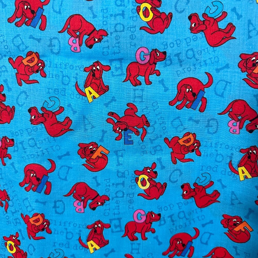 Cotton Quilt Blue Alphabet School Teacher Clifford The Big Red Dog by the Yard *